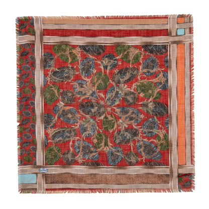 Elegant 36" Square Floral Scarf for Women – Soft Poly-Viscose Soft-touch Head Scarf, Lightweight Neckerchief, Bohemian Medallion Pattern Hair Wrap and Shawl