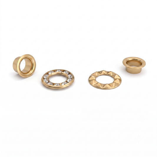 Gold Polish Brass Rhinestone Eyelets( Inner:6.5mm Outer:12mm)