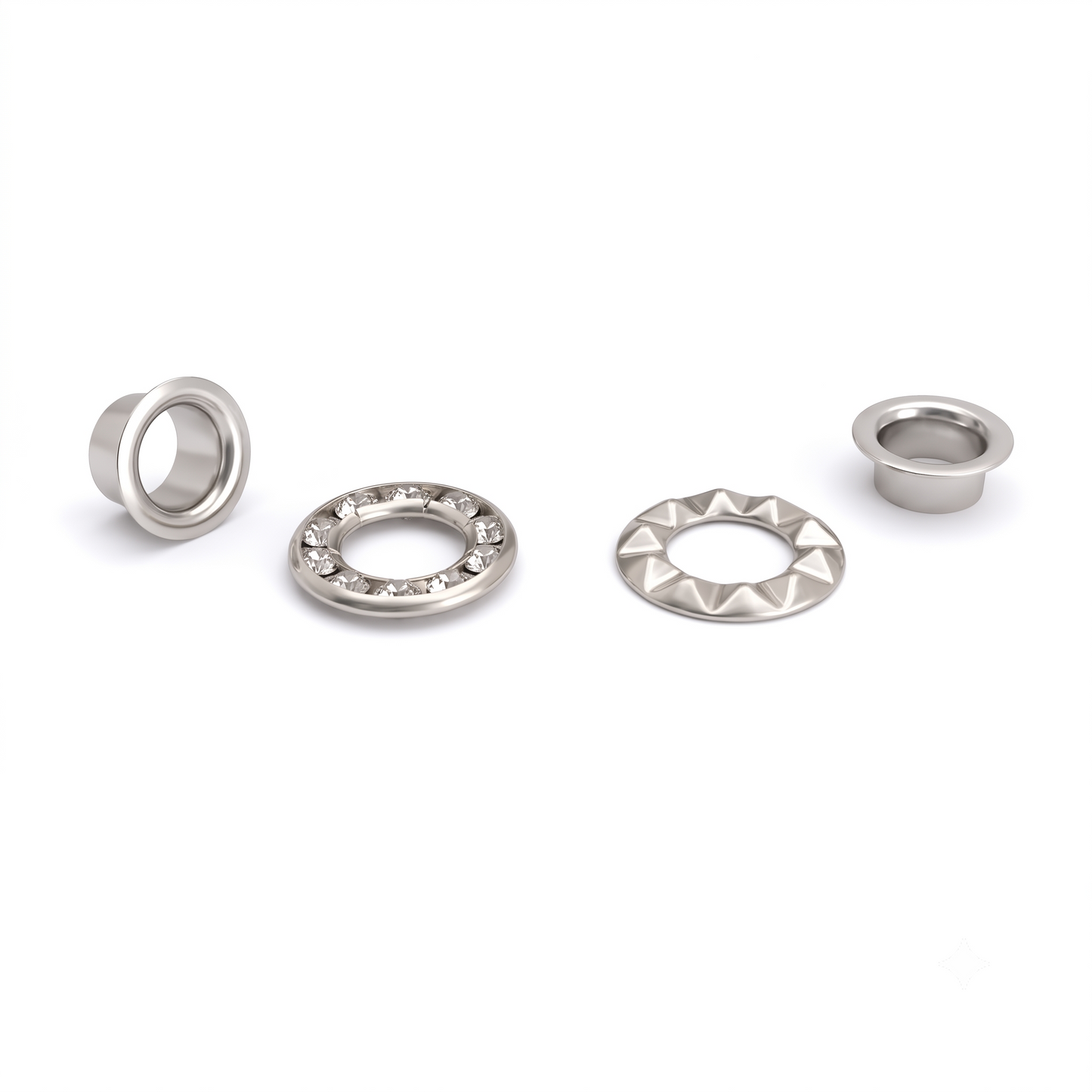 Silver Polish Brass Rhinestone Eyelets( Inner:6.5mm Outer:12mm)
