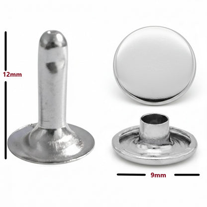 9 mm Single Cap Rivets with 12 mm Long Stems