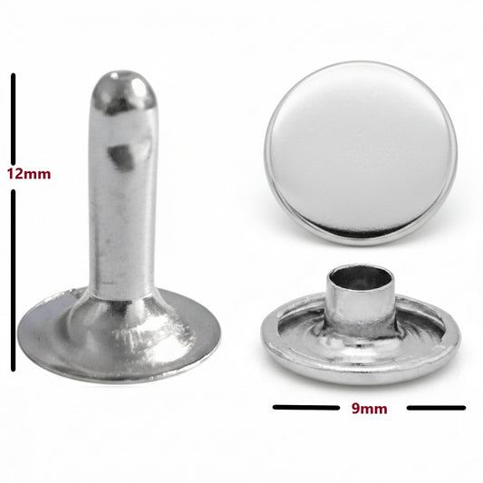 9 mm Single Cap Rivets with 12 mm Long Stems