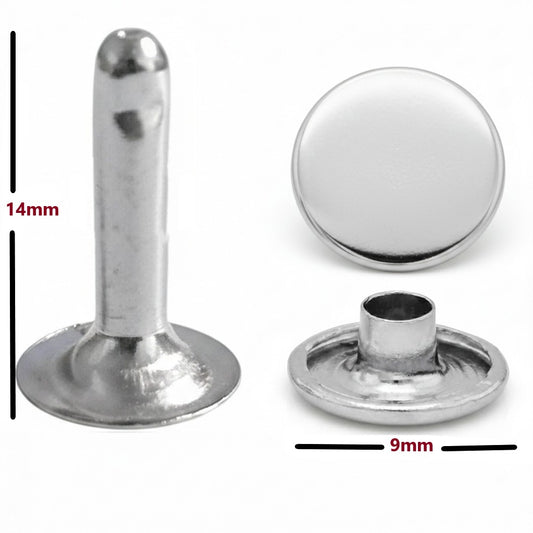 9 mm Single Cap Rivets with 14 mm Long Stems