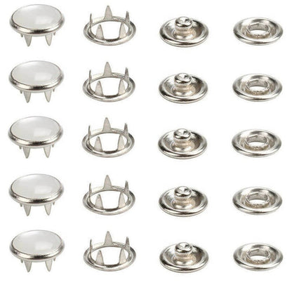 100 Sets 4 piece 9.5 mm Pearl Capped Prong Snap Button Set with Manual Grommet Machine, DIY Fastener Dies