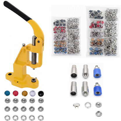 Pearl Snap Hand Press Tool & 200-Piece Snap Set (9.5 and 11 mm)