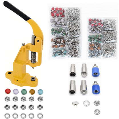 Pearl Snap Hand Press Tool & 200-Piece Snap Set (9.5 and 11 mm)