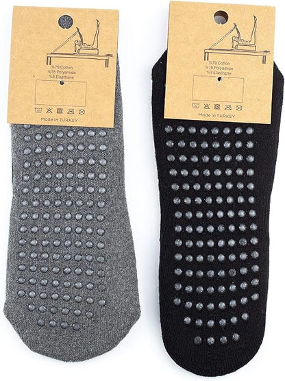 Cotton Yoga Socks Non Slip Ideal for Yoga Pilates Barre Fitness Sticky Toe Grip Socks Great as Slippers Too