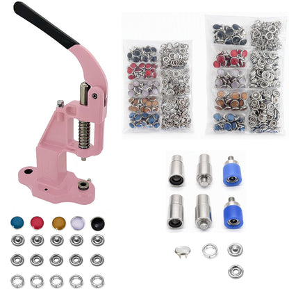 Pearl Snap Hand Press Tool & 200-Piece Snap Set (9.5 and 11 mm)