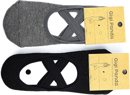 Cotton Yoga Socks Non Slip Ideal for Yoga Pilates Barre Fitness Sticky Toe Grip Socks Great as Slippers Too