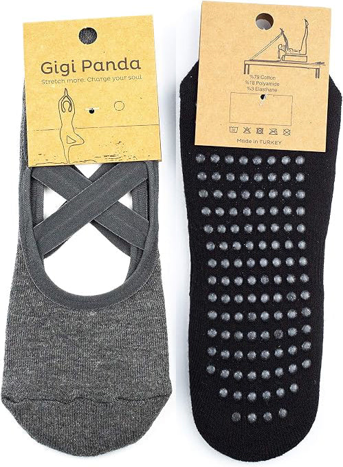 Cotton Yoga Socks Non Slip Ideal for Yoga Pilates Barre Fitness Sticky Toe Grip Socks Great as Slippers Too