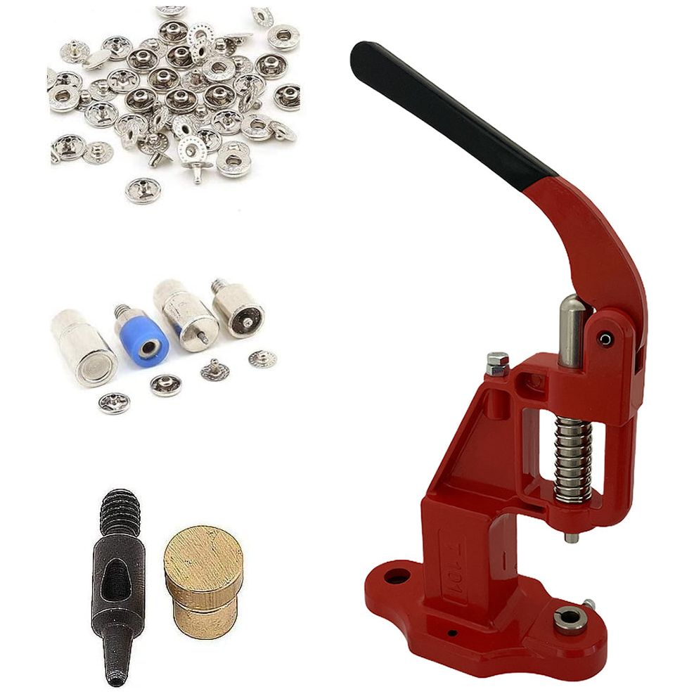 720 sets 4 piece 12.5mm (line 20) fashion spring snap buttons with manual press machine, dies, hole punch tool