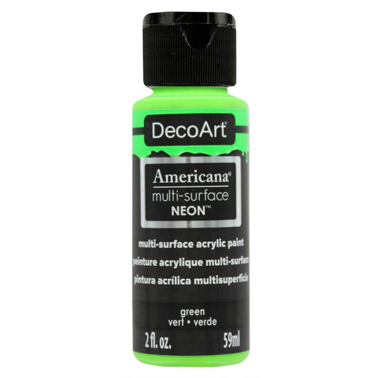 decoart americana multi surface acrylic paint - neon green - 2 oz