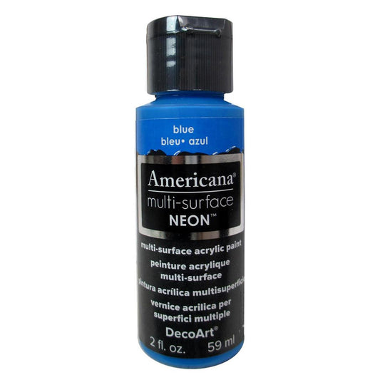 decoart americana multi surface acrylic paint - neon blue - 2 oz