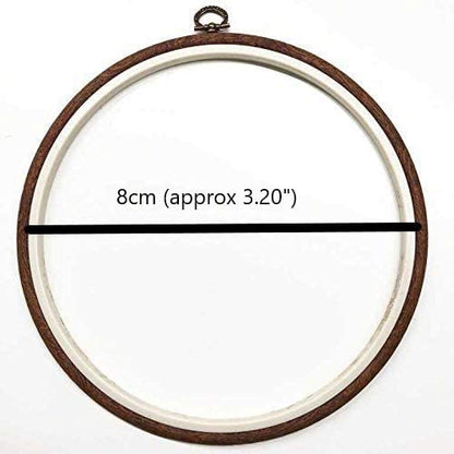 premium quality, plastic round circle embroidery hoop with imitated wood look display frame look x-small