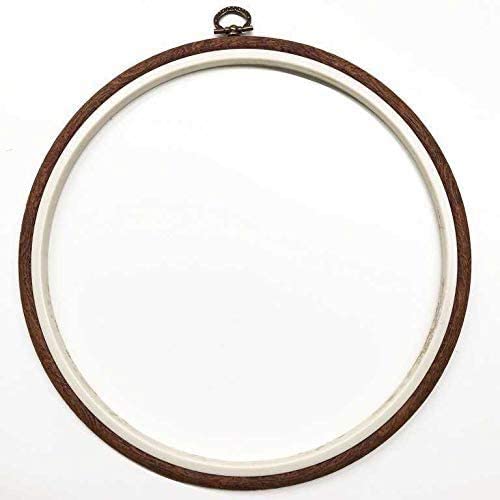 premium quality, plastic round circle embroidery hoop with imitated wood look display frame look