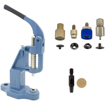 720 sets 4 piece 15mm (line 24) #61 utility snap buttons with manual press machine, dies, hole punch tool blue / black