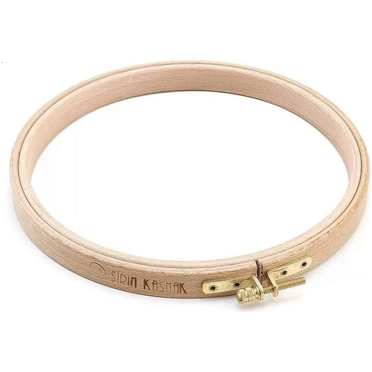 natural beech wood 17 mm fine polished round embroidery hoop with brass adjustment screw