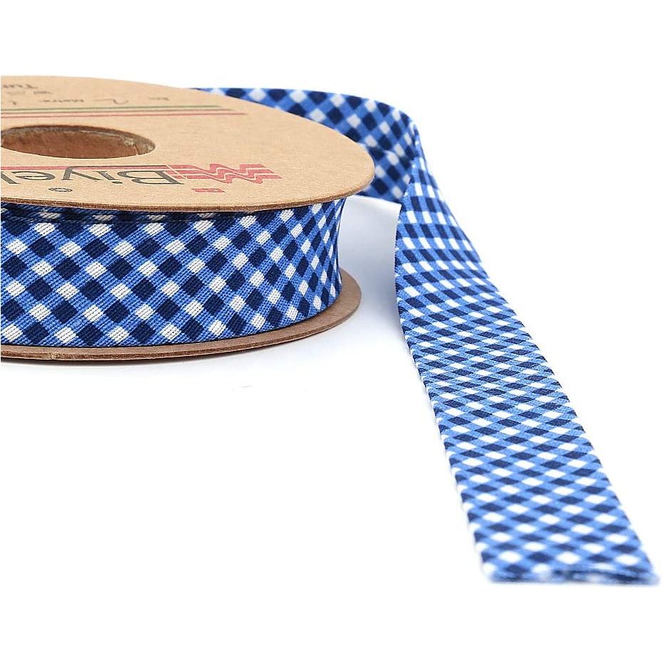 hobby trendy plaid bias binding tape (single fold) 20mm-13/16inch (10meters-10.93yds) diy garment accessories dark blue