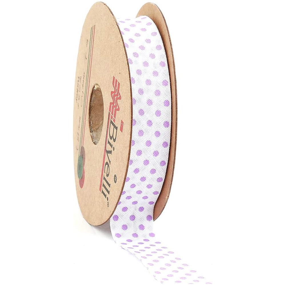 white bias binding tape with polka dots (single fold) 20mm-13/16inch (25 meters-27.34yds) various colors, diy garment accessories