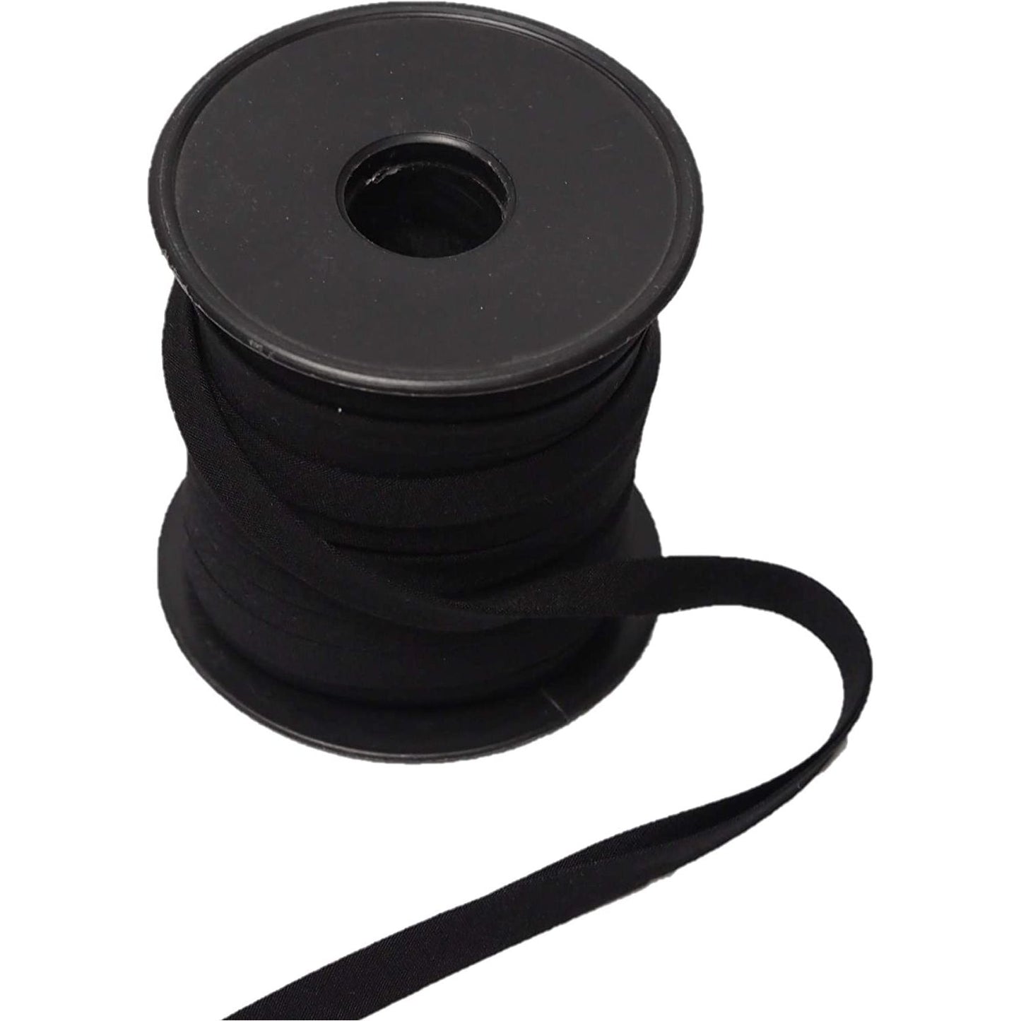 hobby trendy double fold cotton bias binding tape, for sewing, seaming, hemming, piping, quilting, 10mm- 3/8inch. continuous bulk spool of 27.30 yards - 25 meters black