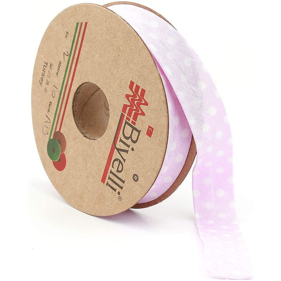 white polka dot bias binding tape (single fold) 20mm-13/16inch (10meters-10.93yds) various colors, diy garment accessories