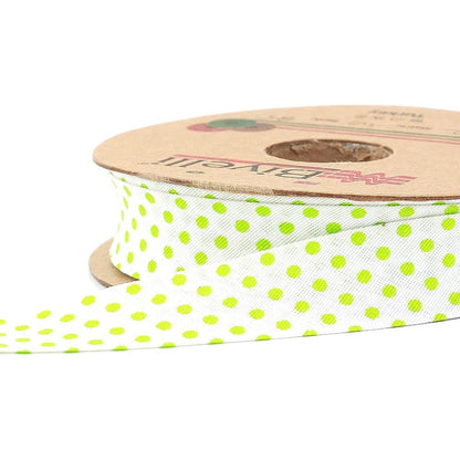 white bias binding tape with polka dots (single fold) 20mm-13/16inch (25 meters-27.34yds) various colors, diy garment accessories green