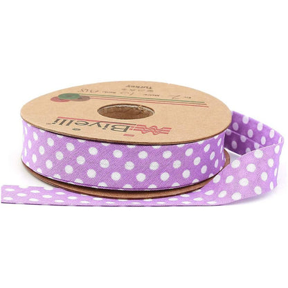 white polka dot bias binding tape (single fold) 20mm-13/16inch (10meters-10.93yds) various colors, diy garment accessories 10 meter / purple