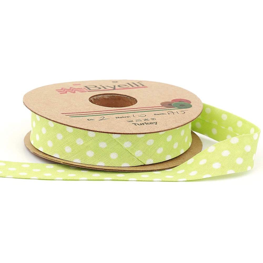 white polka dot bias binding tape (single fold) 20mm-13/16inch (10meters-10.93yds) various colors, diy garment accessories 10 meter / green