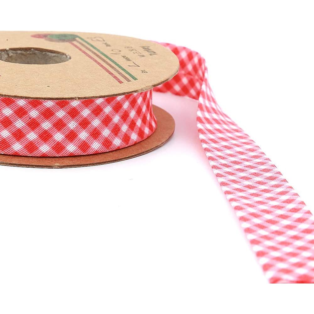 hobby trendy plaid bias binding tape (single fold) 20mm-13/16inch (25meters-27.34yds) garment accessories red
