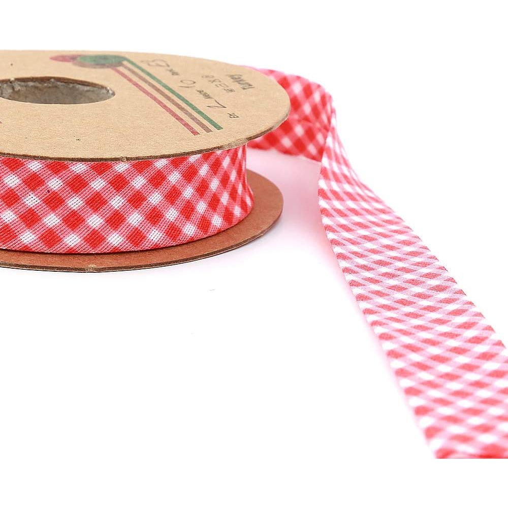 hobby trendy plaid bias binding tape (single fold) 20mm-13/16inch (10meters-10.93yds) diy garment accessories red