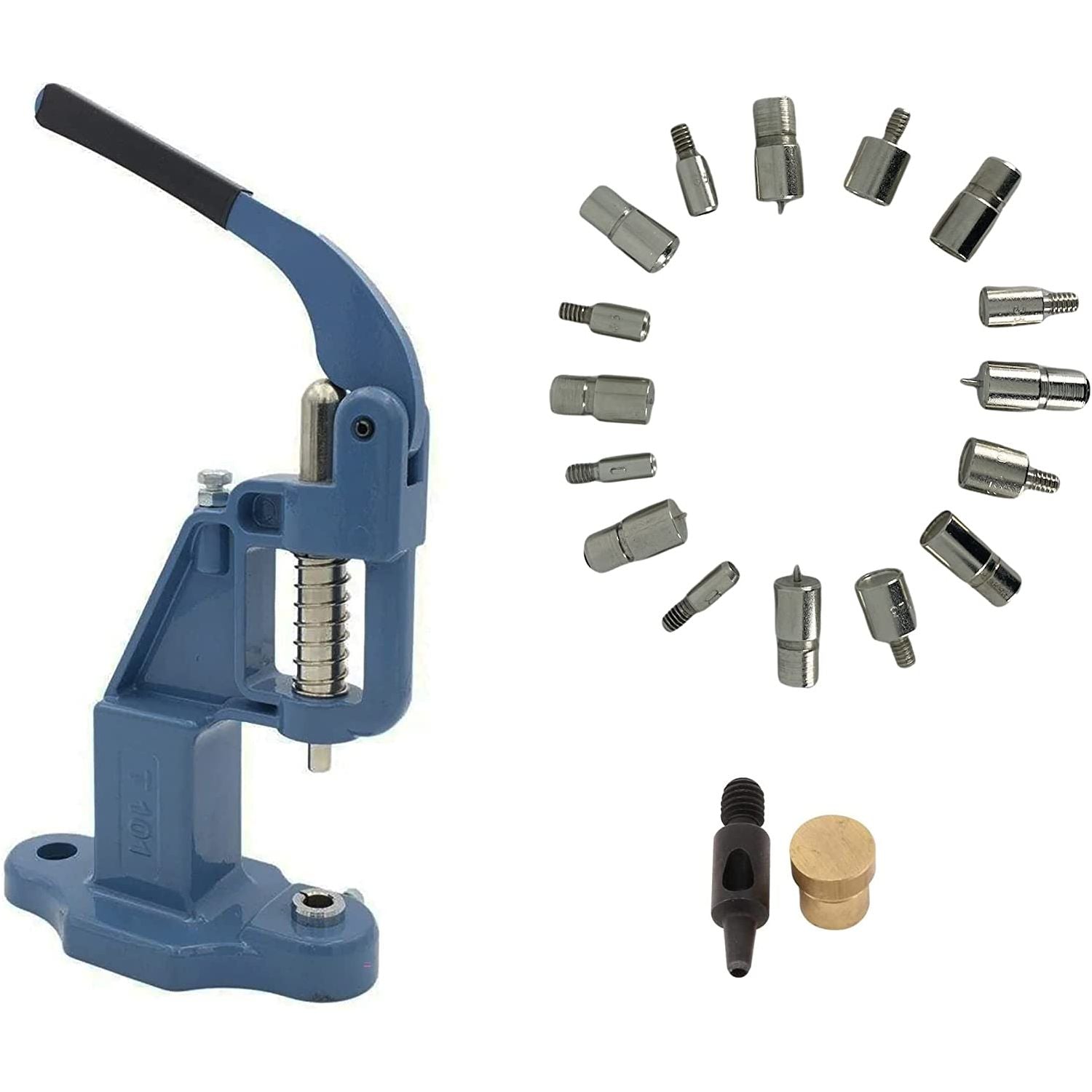 Large Essential Rivet Setting Kit with Hand Press Machine 8 Rivet Dies ...
