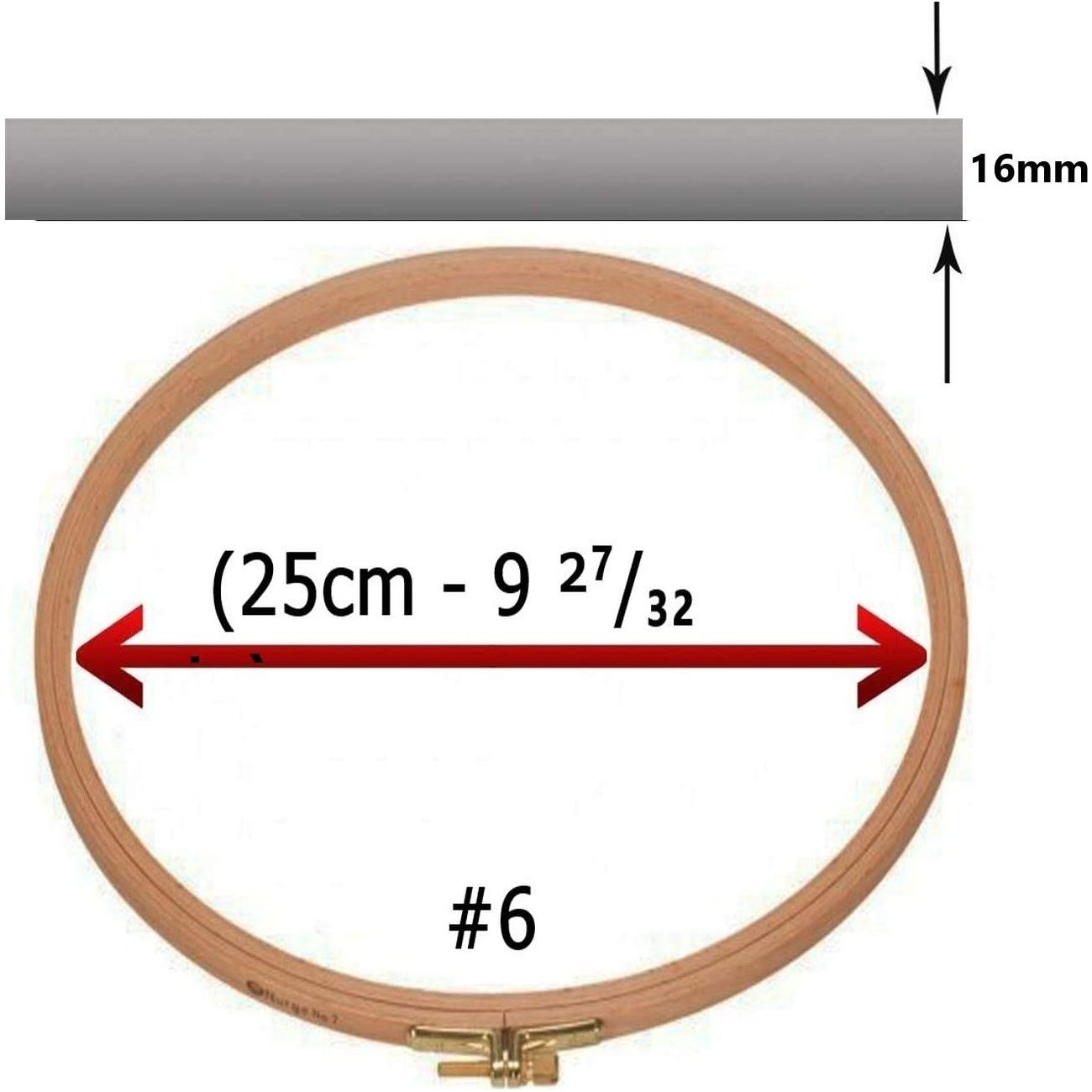 natural beech wood round quilt 16mm embroidery hoop 25cm - 9 ²⁷/₃₂ in