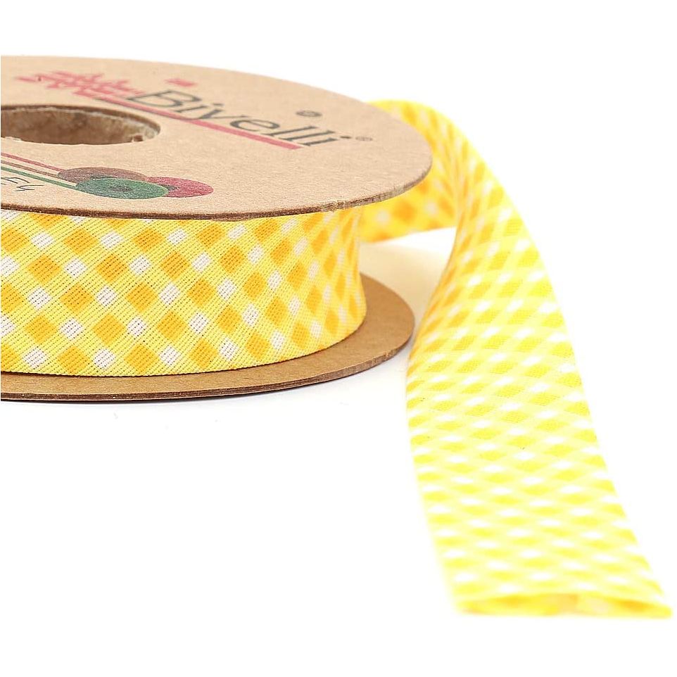 hobby trendy plaid bias binding tape (single fold) 20mm-13/16inch (10meters-10.93yds) diy garment accessories yellow