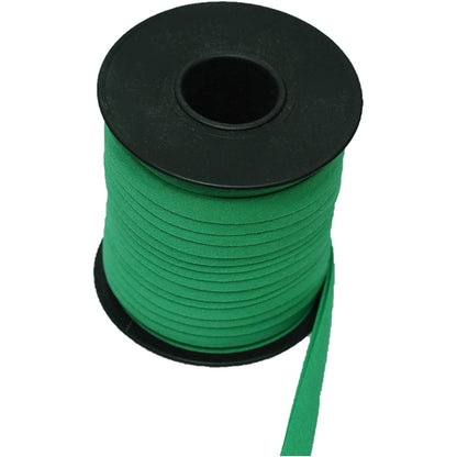 hobby trendy double fold cotton bias binding tape, for sewing, seaming, hemming, piping, quilting, 10mm- 3/8inch. continuous bulk spool of 27.30 yards - 25 meters green