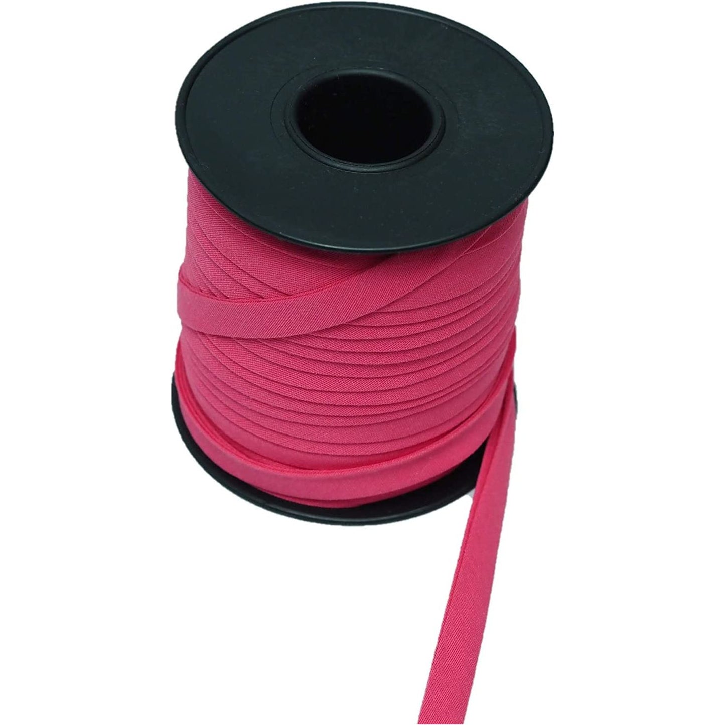 hobby trendy double fold cotton bias binding tape, for sewing, seaming, hemming, piping, quilting, 10mm- 3/8inch. continuous bulk spool of 27.30 yards - 25 meters fuschia