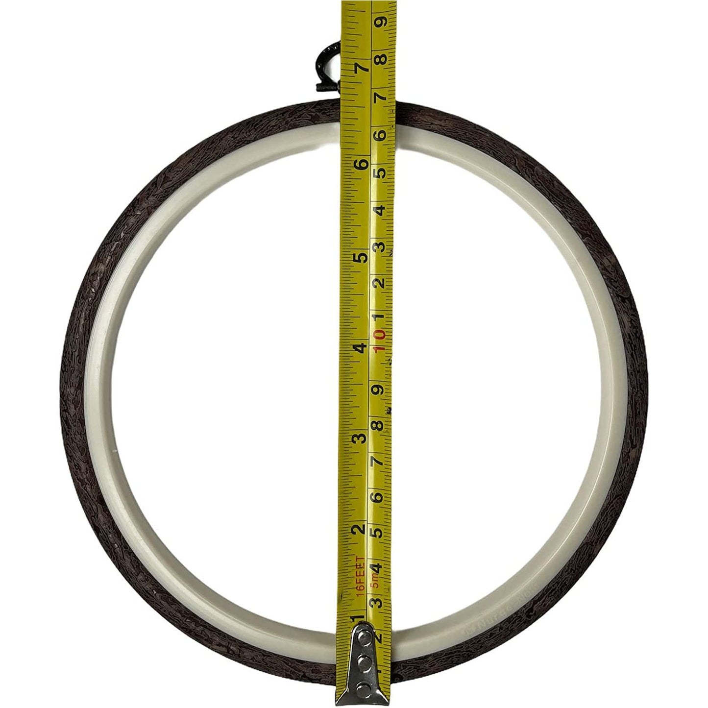 premium quality, plastic round circle embroidery hoop with imitated wood look display frame look