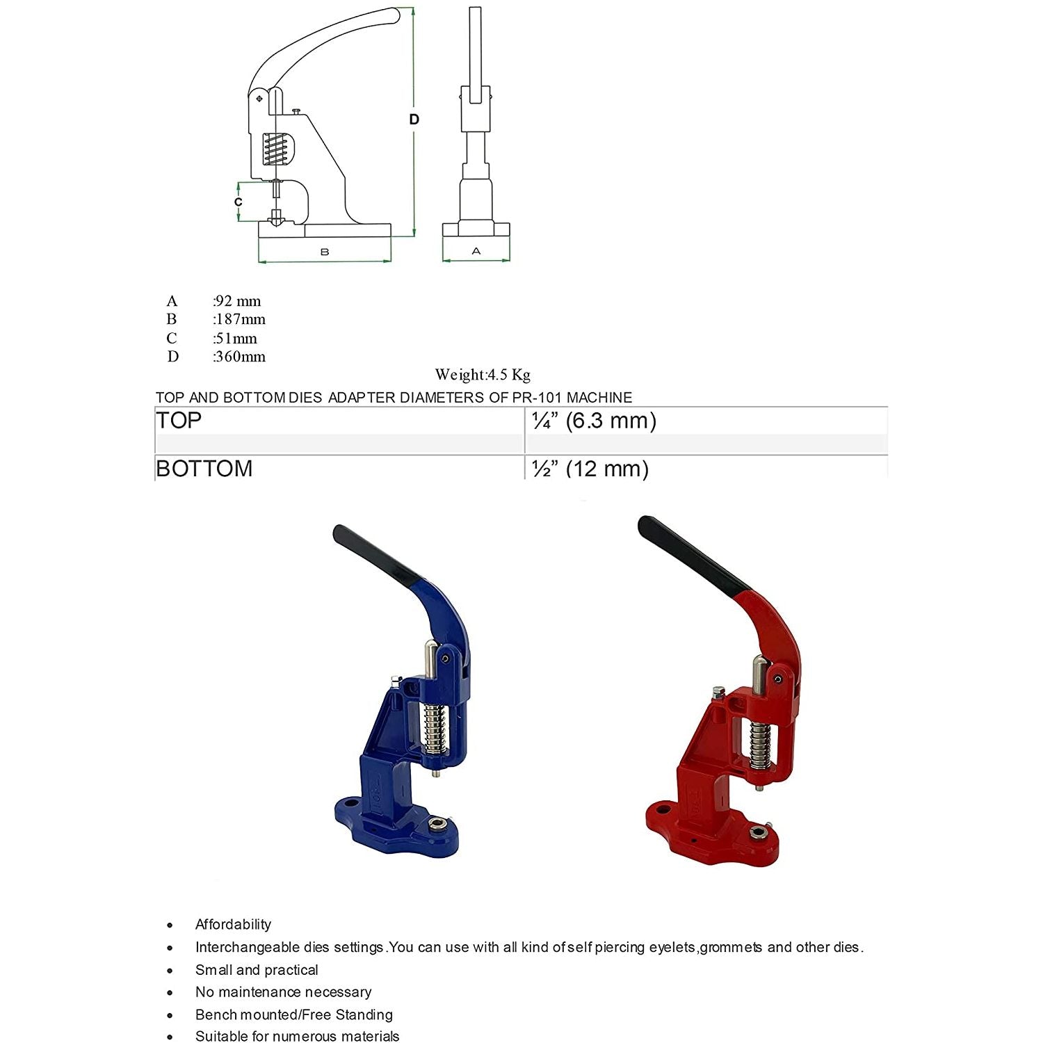 720 sets 4 piece 15mm (line 24) alfa size fashion snap buttons with manual press machine, dies, hole punch tool