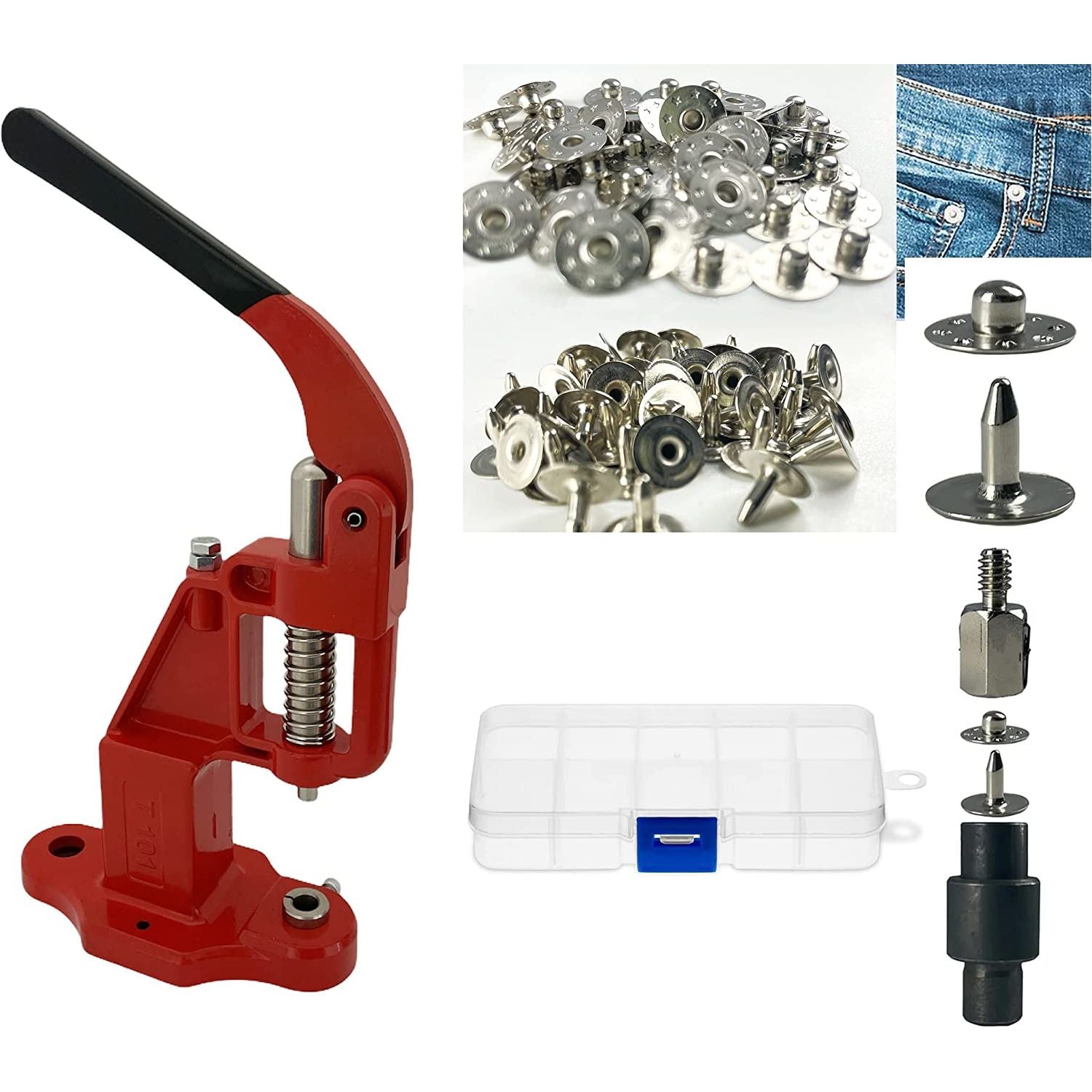 Hobby Trendy Brass 9.5mm Brass Nipple (Jean) Rivets with Matching Sett