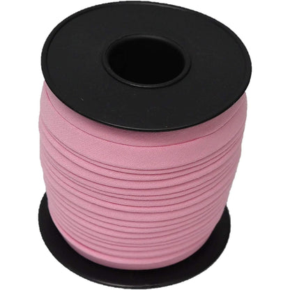 hobby trendy double fold cotton bias binding tape, for sewing, seaming, hemming, piping, quilting, 10mm- 3/8inch. continuous bulk spool of 27.30 yards - 25 meters pink