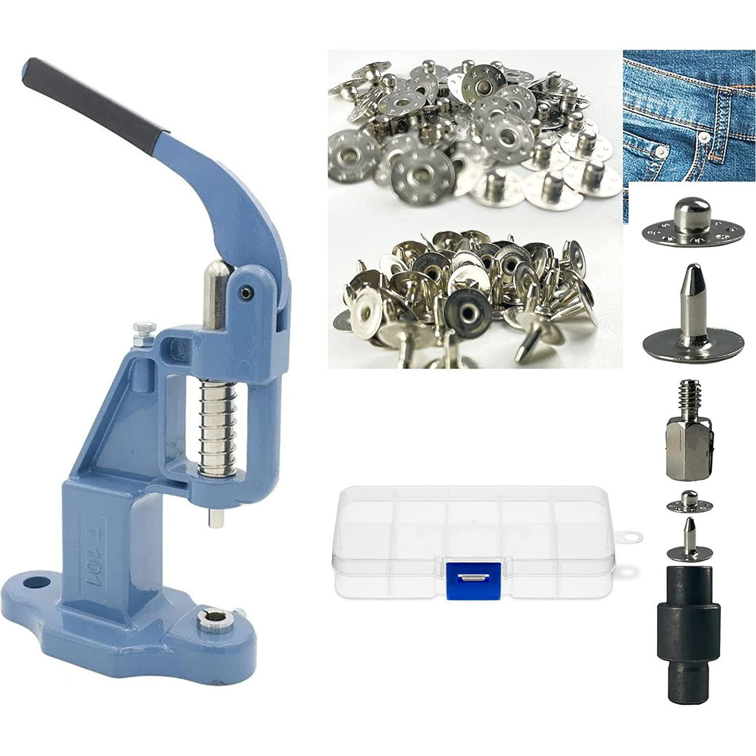 Hobby Trendy Brass 9.5mm Brass Nipple (Jean) Rivets with Matching Sett