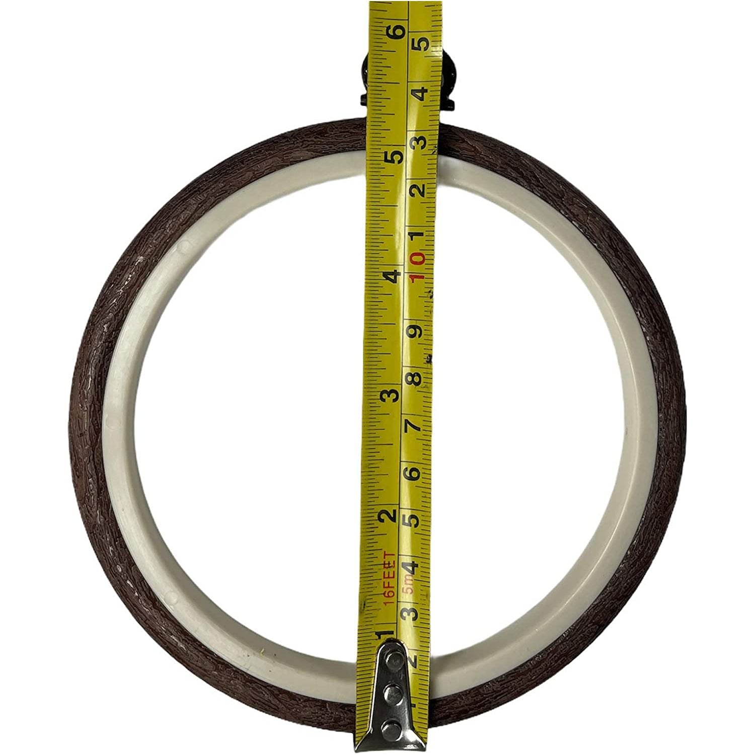 premium quality, plastic round circle embroidery hoop with imitated wood look display frame look