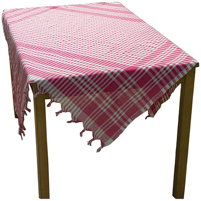 hobby trendy square plaid table cloth, self fringe table cloth, checkered table cloth 54 x 54 inch for family holiday,camping picnic (#2)