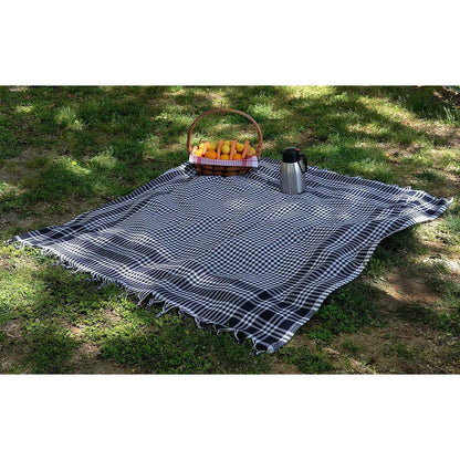 hobby trendy square plaid table cloth, self fringe table cloth, checkered table cloth 54 x 54 inch for family holiday,camping picnic (#2)