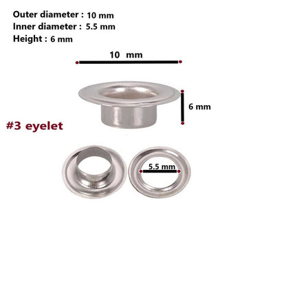 no:3 eyelets set with the manual hand press machine, the dies and hole punch