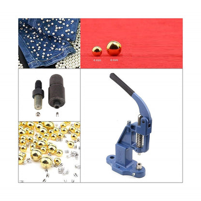 gold color pearl rivet set with manual grommet machine  ( 4 - 6 mm)