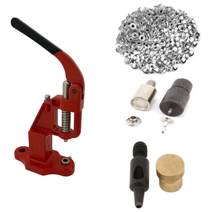 10/11mm single cap rivets kit with the manual hand press machine dies and hole punch