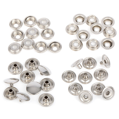 Rust Free Steel Silvertone 12.5 mm Utility Snap Buttons ( Line 20 )