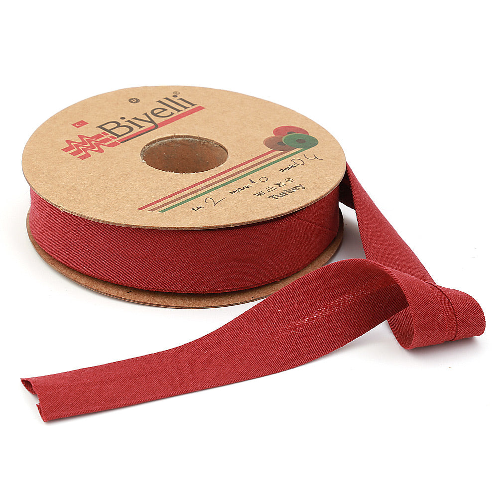 hobby trendy cotton bias binding tape (single fold) 20mm-13/16inch (10meters-10.93yards) burgundy