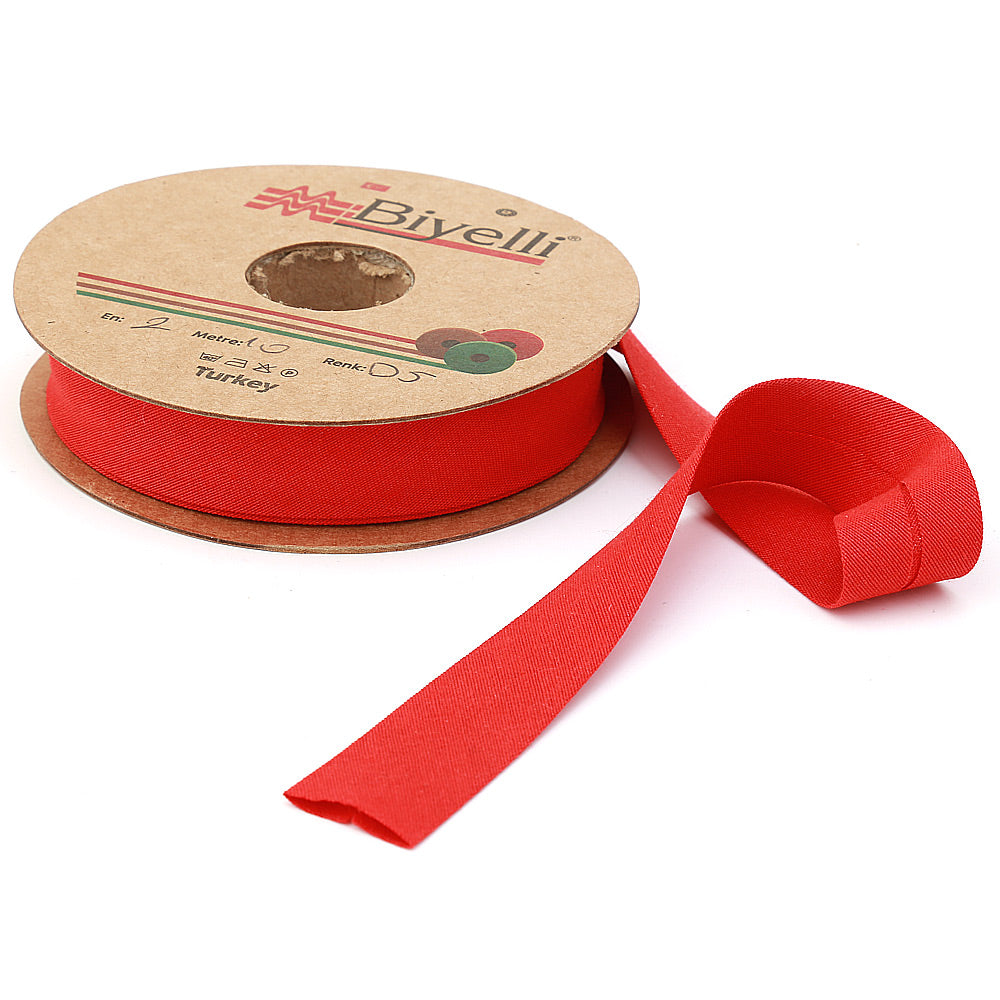 hobby trendy cotton bias binding tape (single fold) 20mm-13/16inch (25meters-27.34yds) garment accessories red