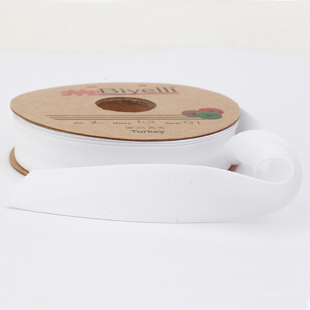 hobby trendy cotton bias binding tape (single fold) 20mm-13/16inch (10meters-10.93yards) white