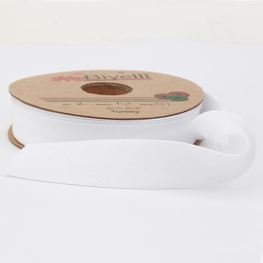 hobby trendy cotton bias binding tape (single fold) 20mm-13/16inch (25meters-27.34yds) garment accessories white